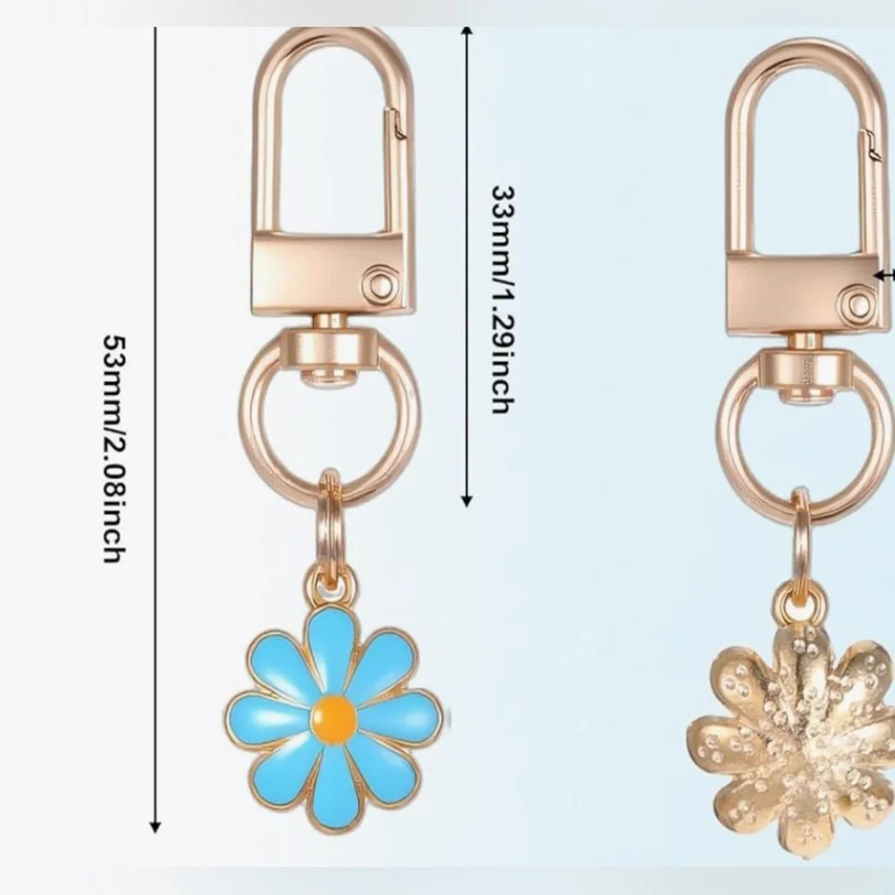 Gold and Blue Flower Bag Charm 🩵